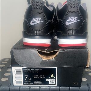 Nike Jordan 4 Retro Sneakers (TD) - Black and Red